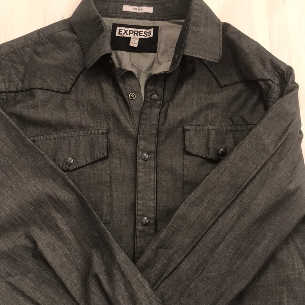 Express Dark Gray Button Down Shirt - image 1
